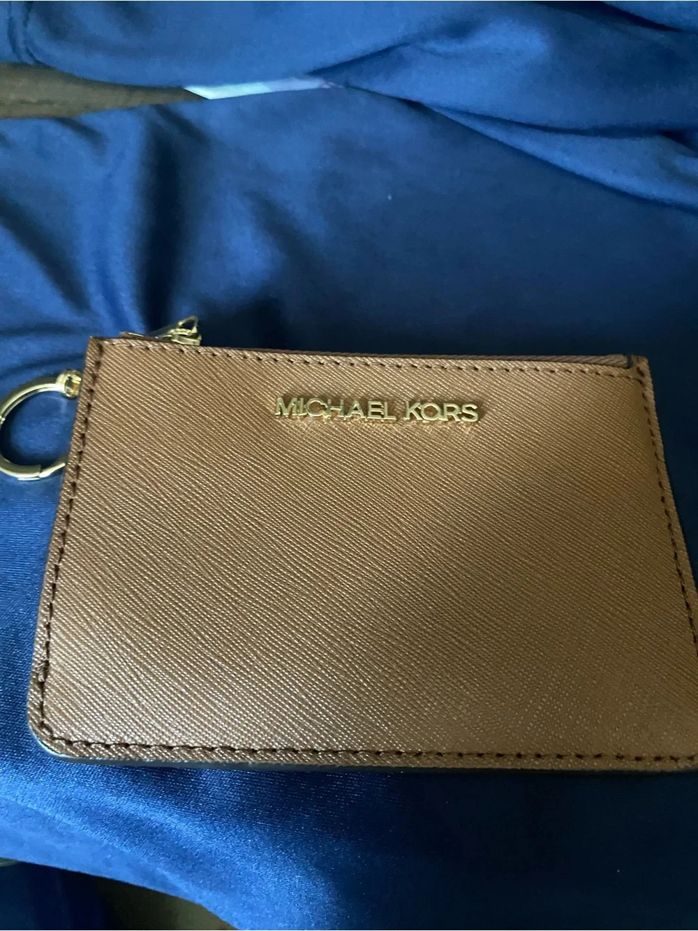 Michael Kors Chestnut Brown Leather Zip Card Holder with Key Ring